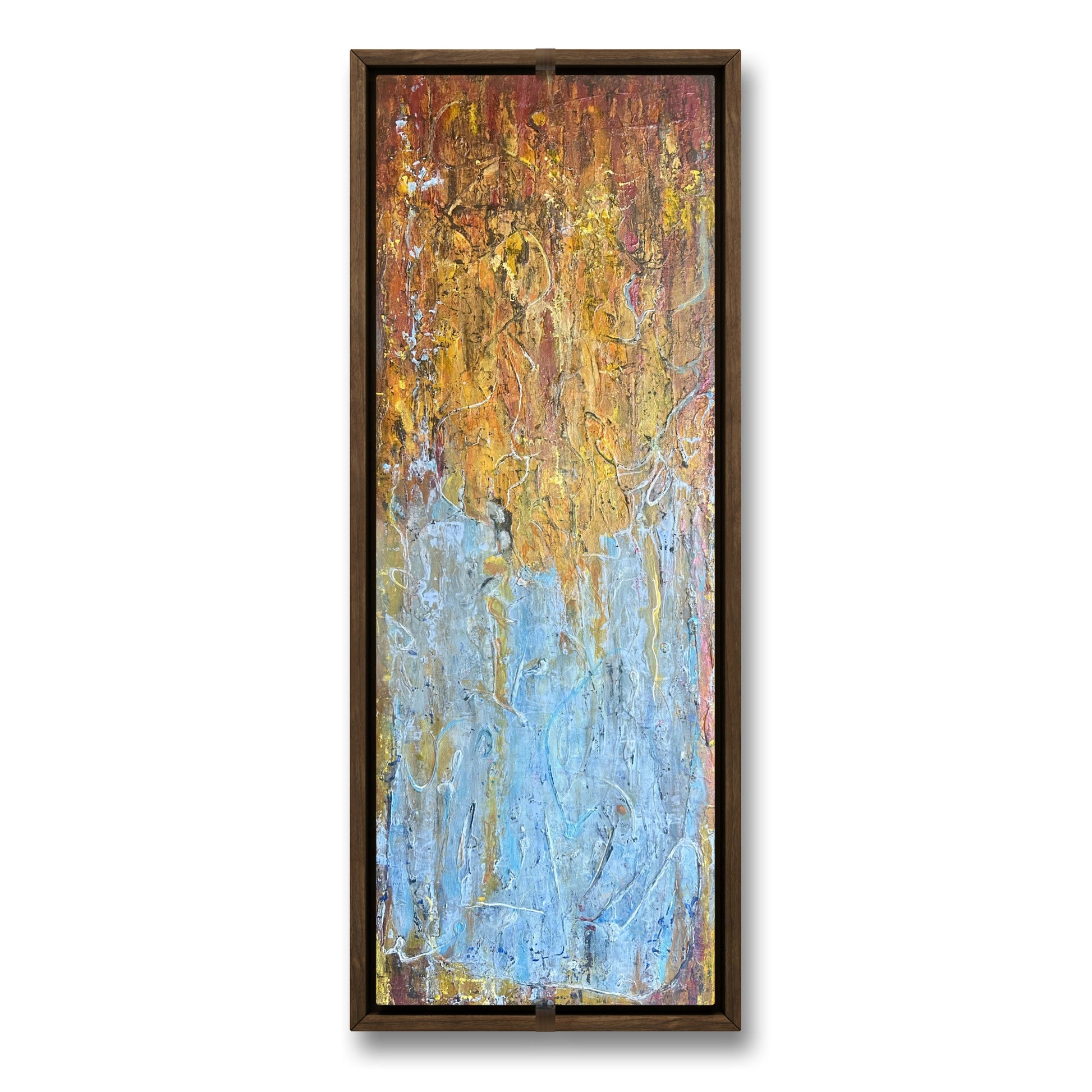Textured yellow abstract painting on canvas