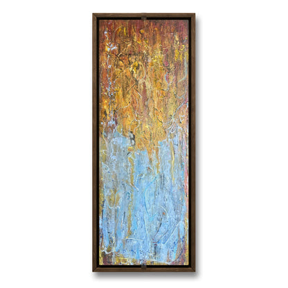 Textured yellow abstract painting on canvas