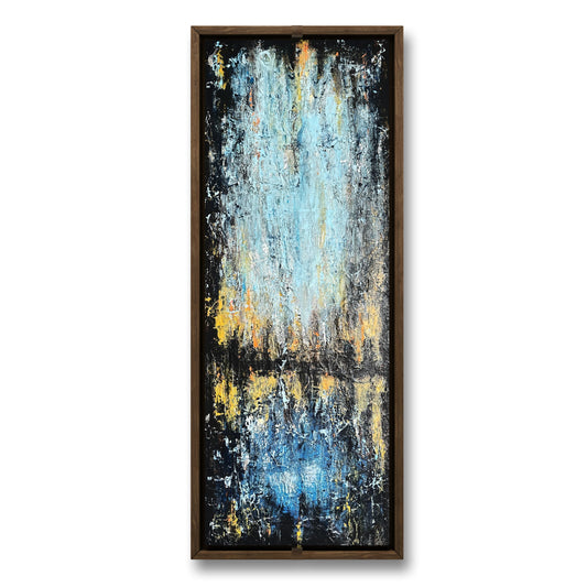 Abstract in Blue textured painting with foil background