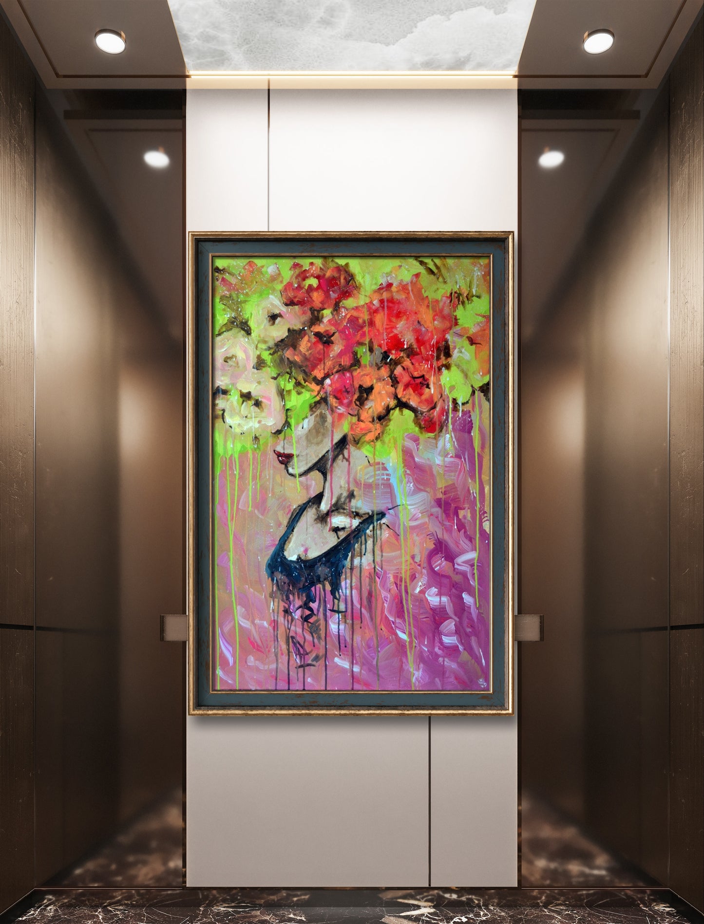 Contemporary Floral Abstract - Original art piece with expressive flowers and modern abstract design, perfect for living rooms or offices.