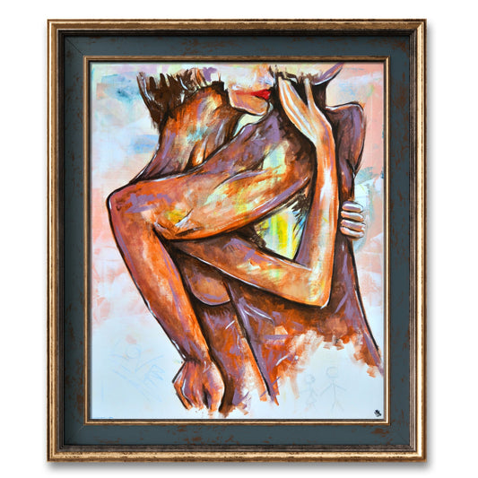 Lovers In The Wall - Original Modern Painting Art on Canvas by Jakub DK.