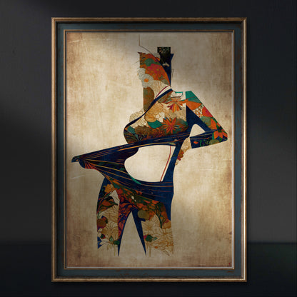 Limited edition artwork of a woman breaking open to reveal flowers and leaves within her.