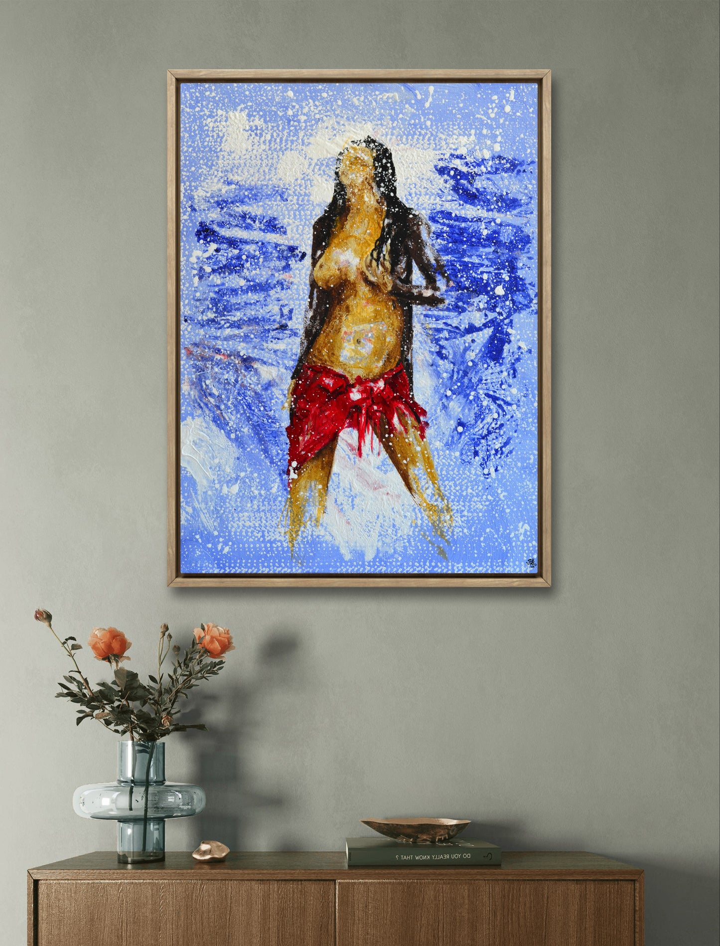 Hand painted acrylic artwork with modern aesthetic