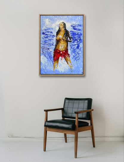 Blue themed modern acrylic painting on canvas