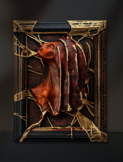 Dark Academia Gothic Wall Art Leather Bas Relief Portrait