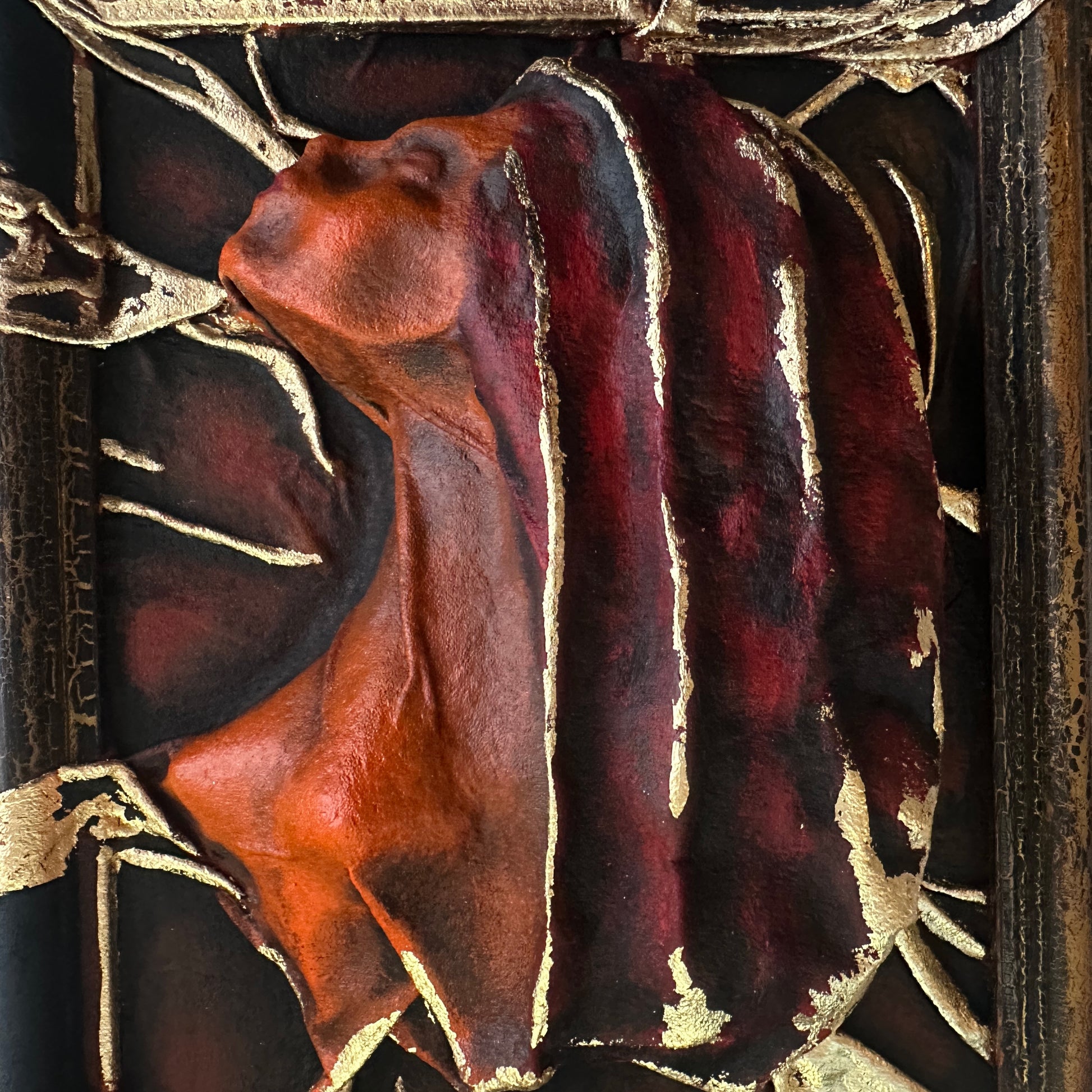 Romantic Gothic Leather Sculpture Wall Decor Vintage Style