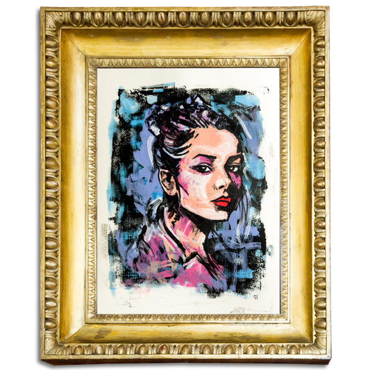 Pretty Woman Retro Pop Art – Unique Handmade Gel Print, Contemporary Wall Art, Bold Portrait, Limited Edition Print
