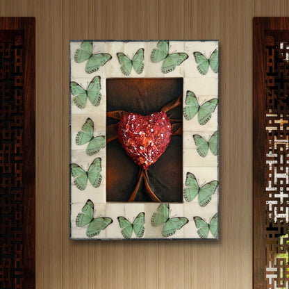 Lovers Heart Butterfly Dreams is an original, hand-painted leather artwork perfect for adding unique flair to any space.