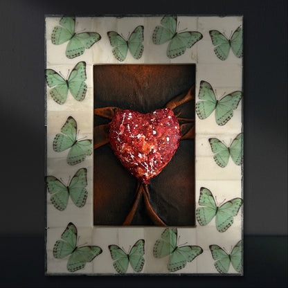 Lovers Heart Butterfly Dreams showcases a heart-shaped design, made with splash paints, adding elegance and depth to any home decor.