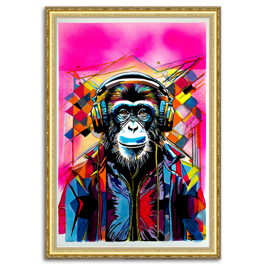 What's Up Monkey – Original Neon Pop Art Monkey Painting