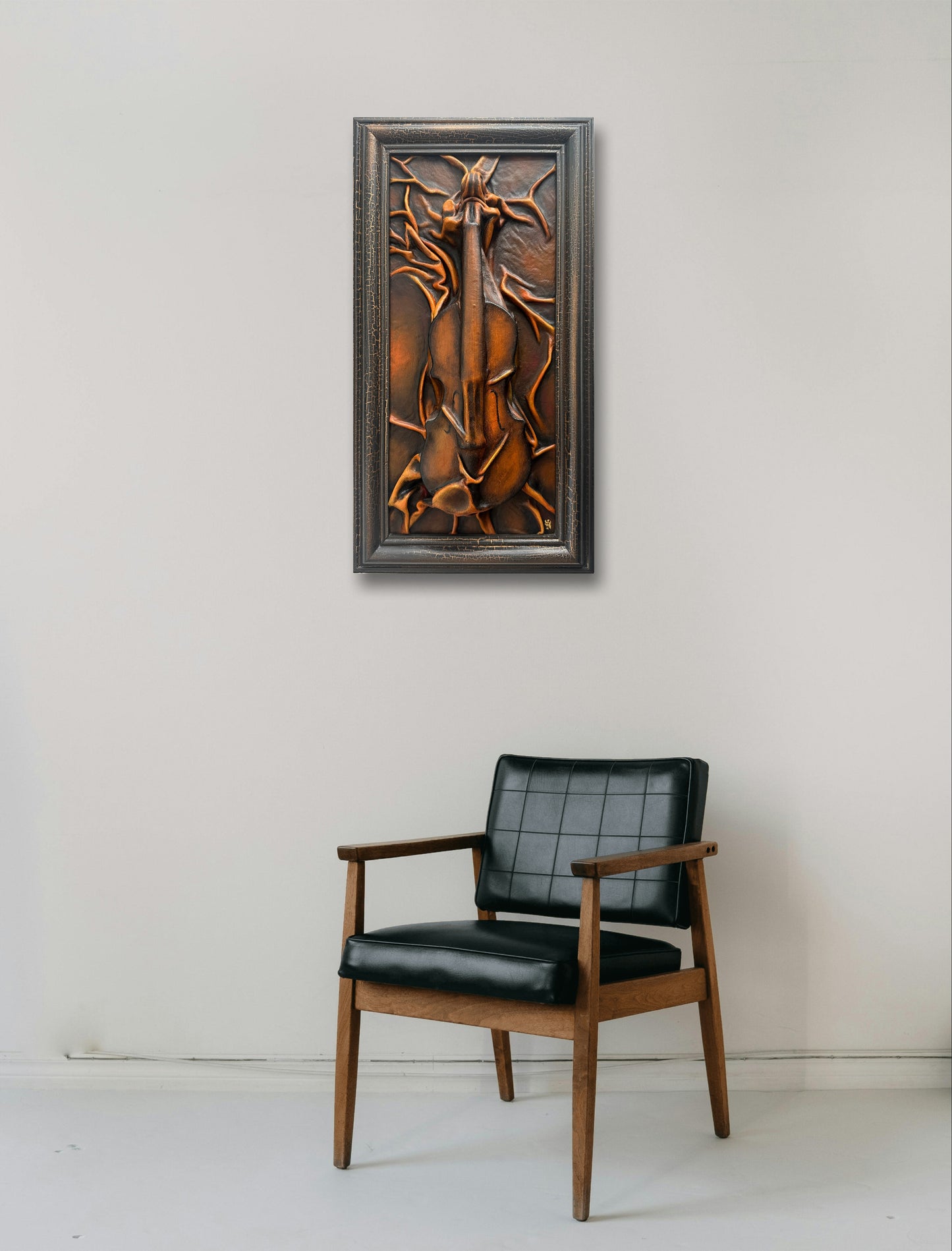 Handmade leather wall art in gothic style