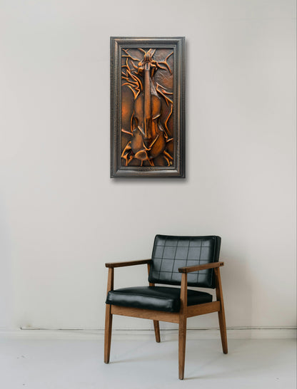 Handmade leather wall art in gothic style
