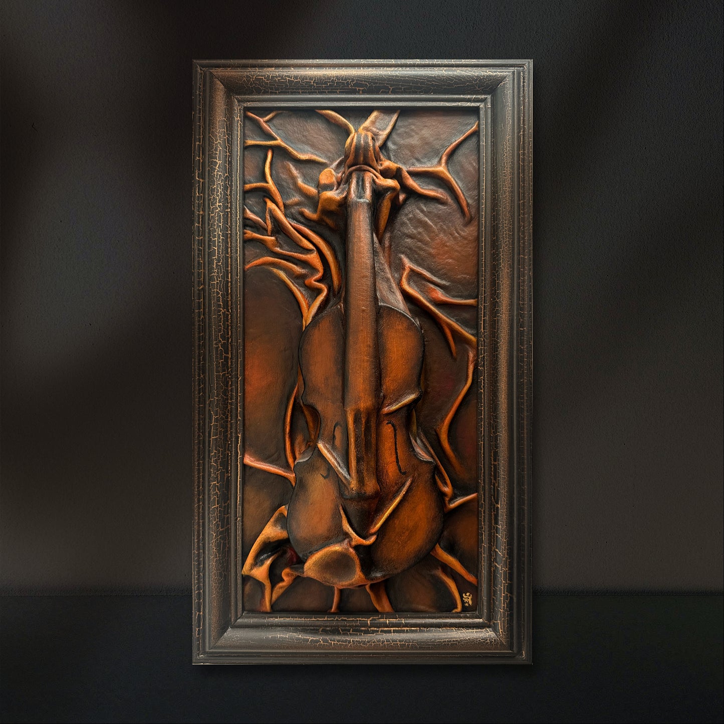 Frozen Symphony original leather sculpture with violin design