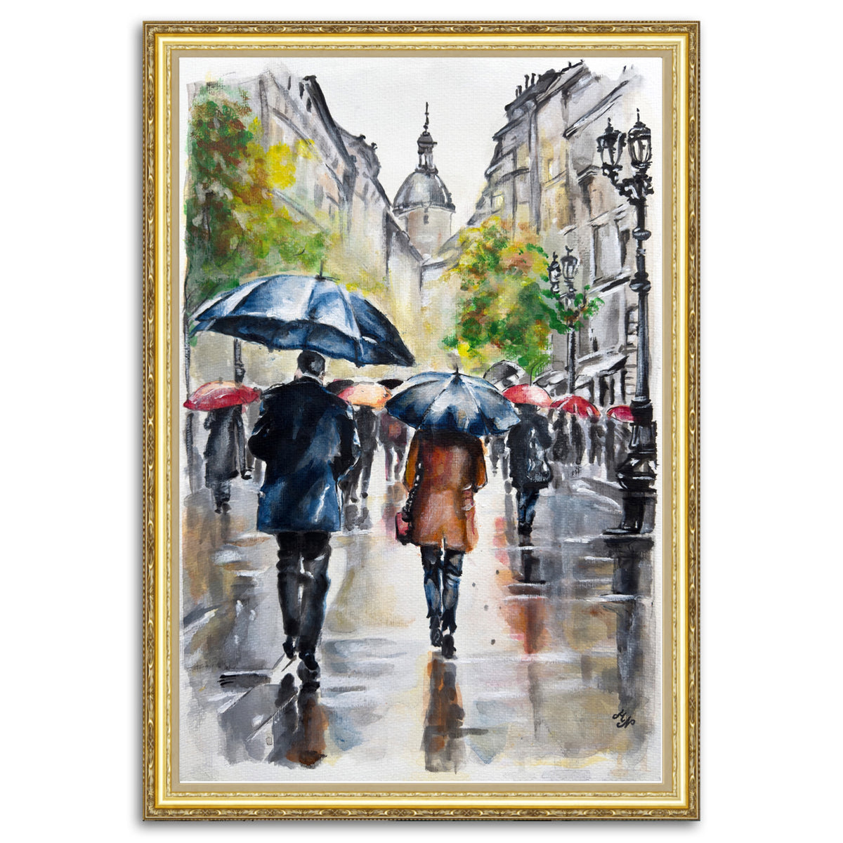 Rainy Day in Warsaw original cityscape painting by Misty Lady