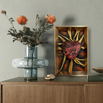 Lovers Heart - Lava Flow, a one-of-a-kind leather art piece, is perfect for a special gift or modern decor.
