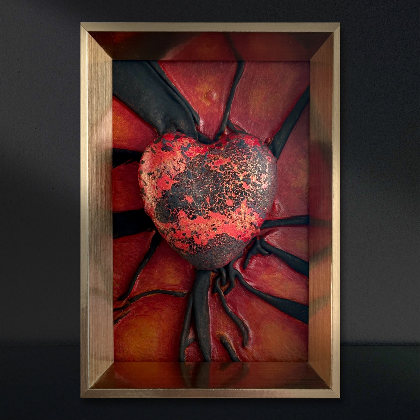 Lovers Heart - Gothic Tones, an upcycled leather art piece, tells a story of love and connection.
