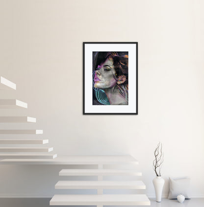 Jakub DK contemporary portrait print with X-ray skull detail and faded colour accents