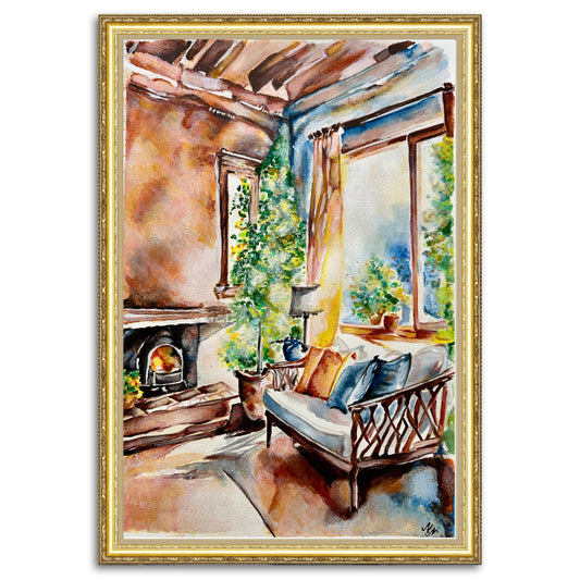 "Sunlit garden room with vibrant plants and flowers, creating a serene indoor-outdoor blend."