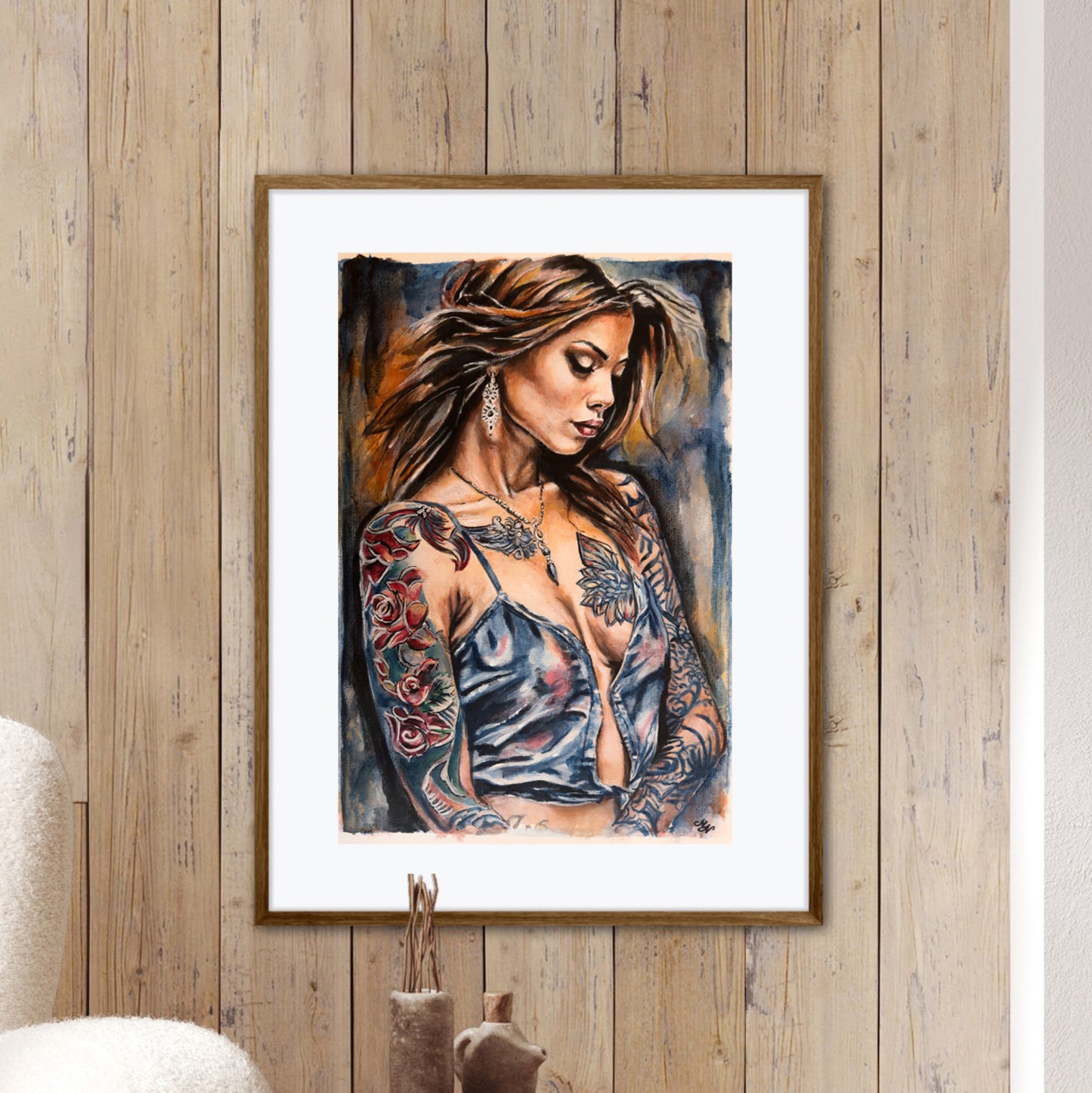 Artistic portrayal of a girl with intricate body art