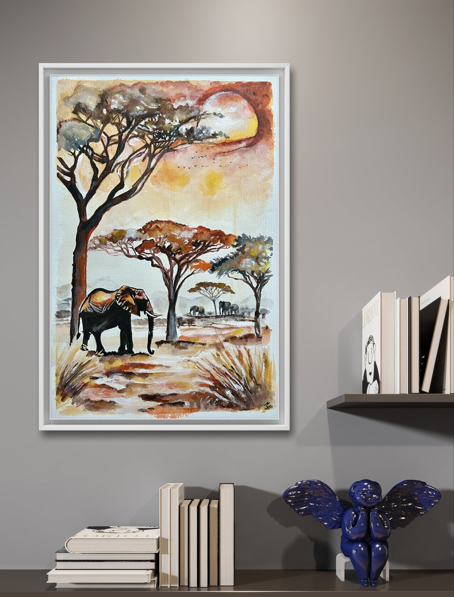 Spectacular canvas painting depicting the magic of an evening on the savannah.