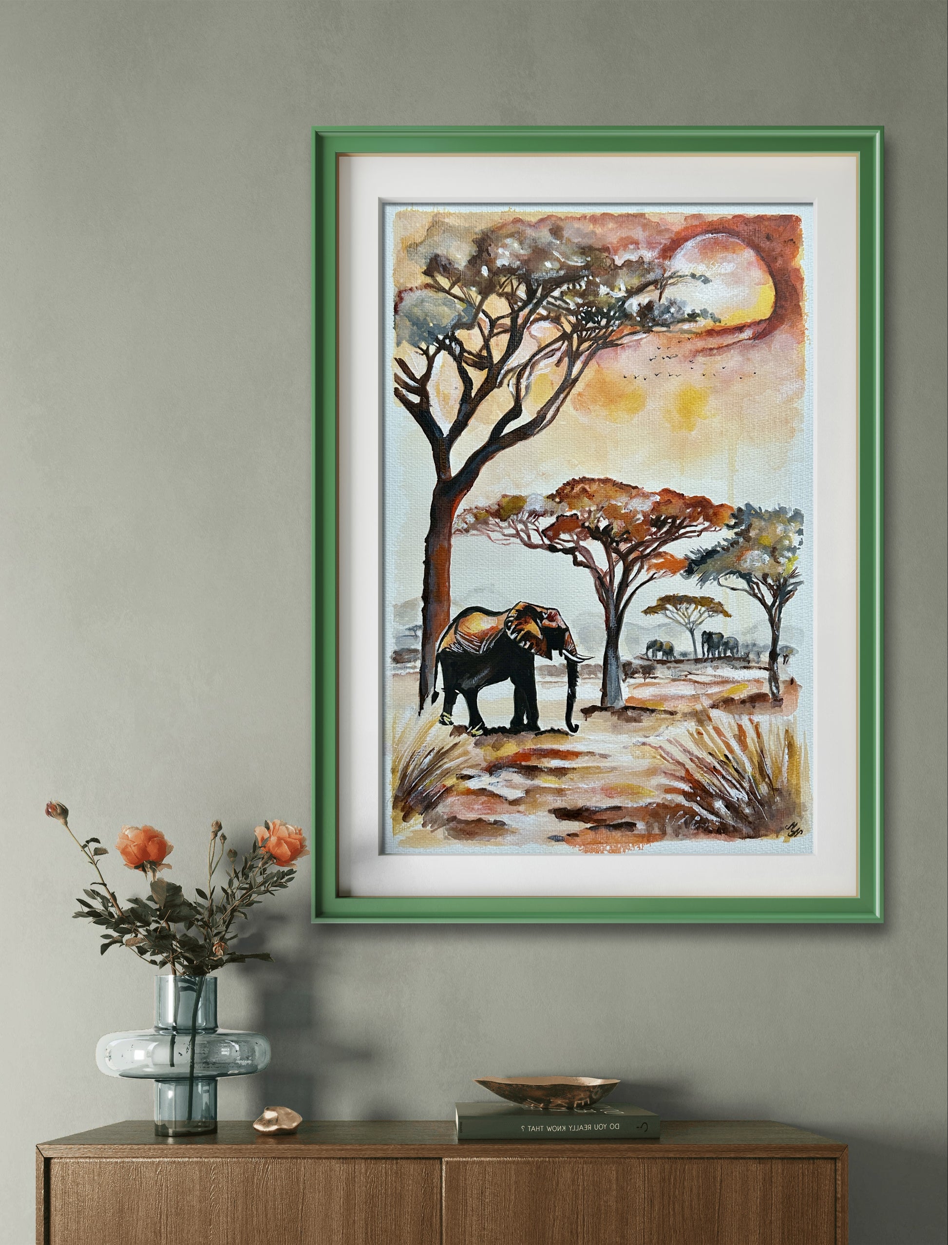 African safari scene bursting with vibrant colors and dynamic energy.
