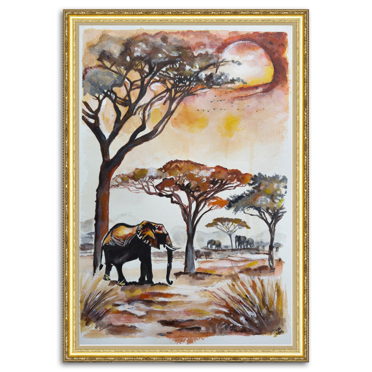 Safari Evening original African safari painting by Misty Lady