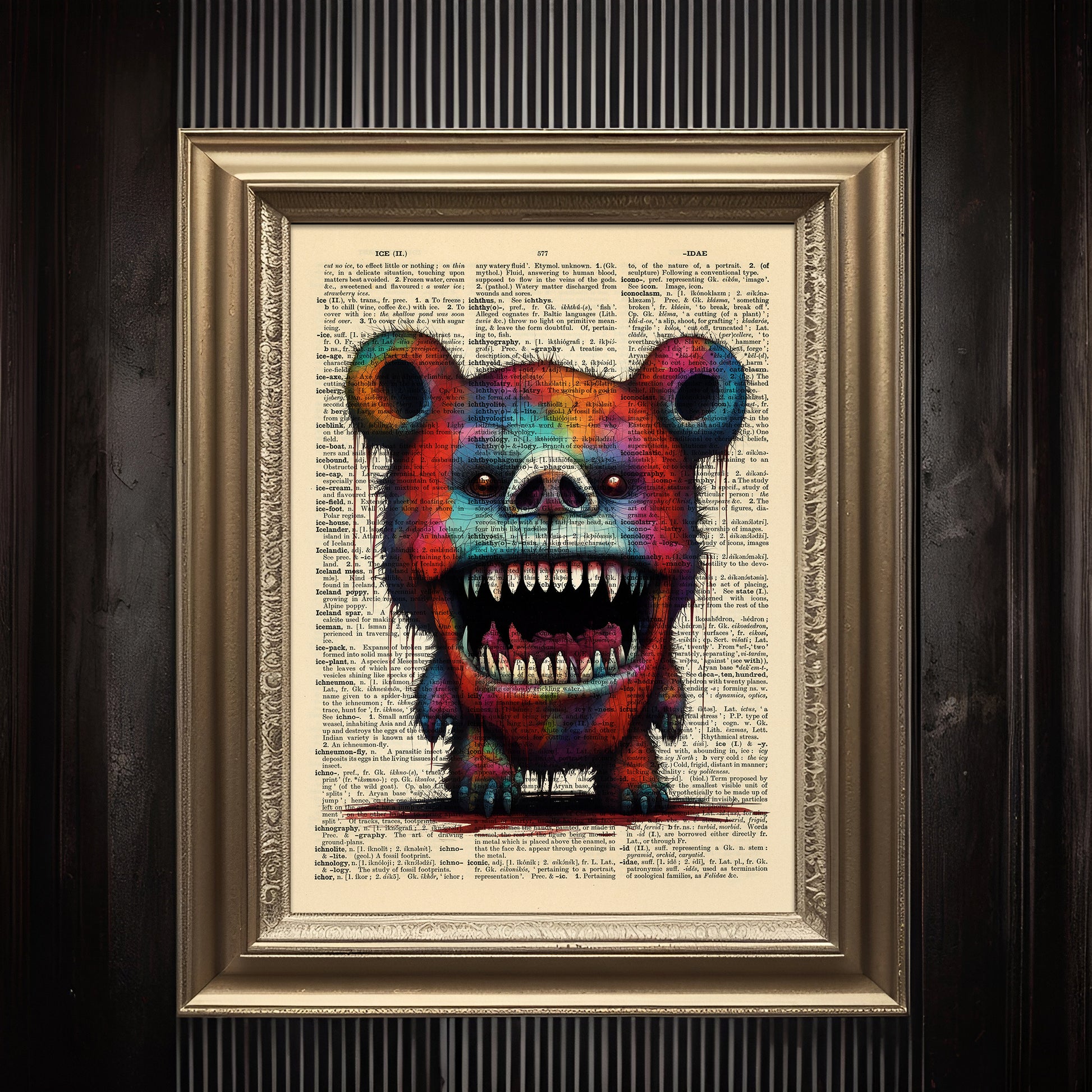 Vintage meets creepy in The Horror Show Creepy Bear limited edition print.