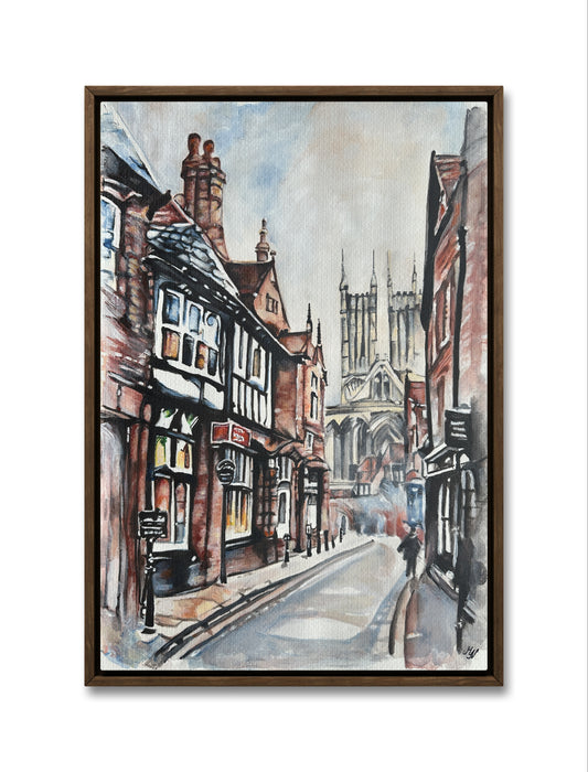 Lincoln England artwork with medieval architecture theme