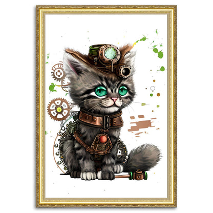 Green Eyes Kitten - Steampunk Dictionary Art Print, Fine Art Print, Funny Animal, Perfect Gift - ArtCursor