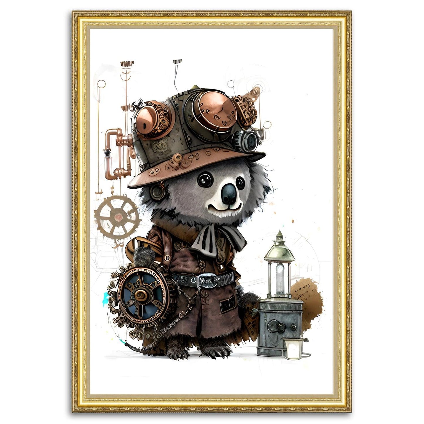 Koala Bear Traveler - Steampunk Dictionary Art Print, Fine Art Print, Funny Animal, Perfect Gift - ArtCursor