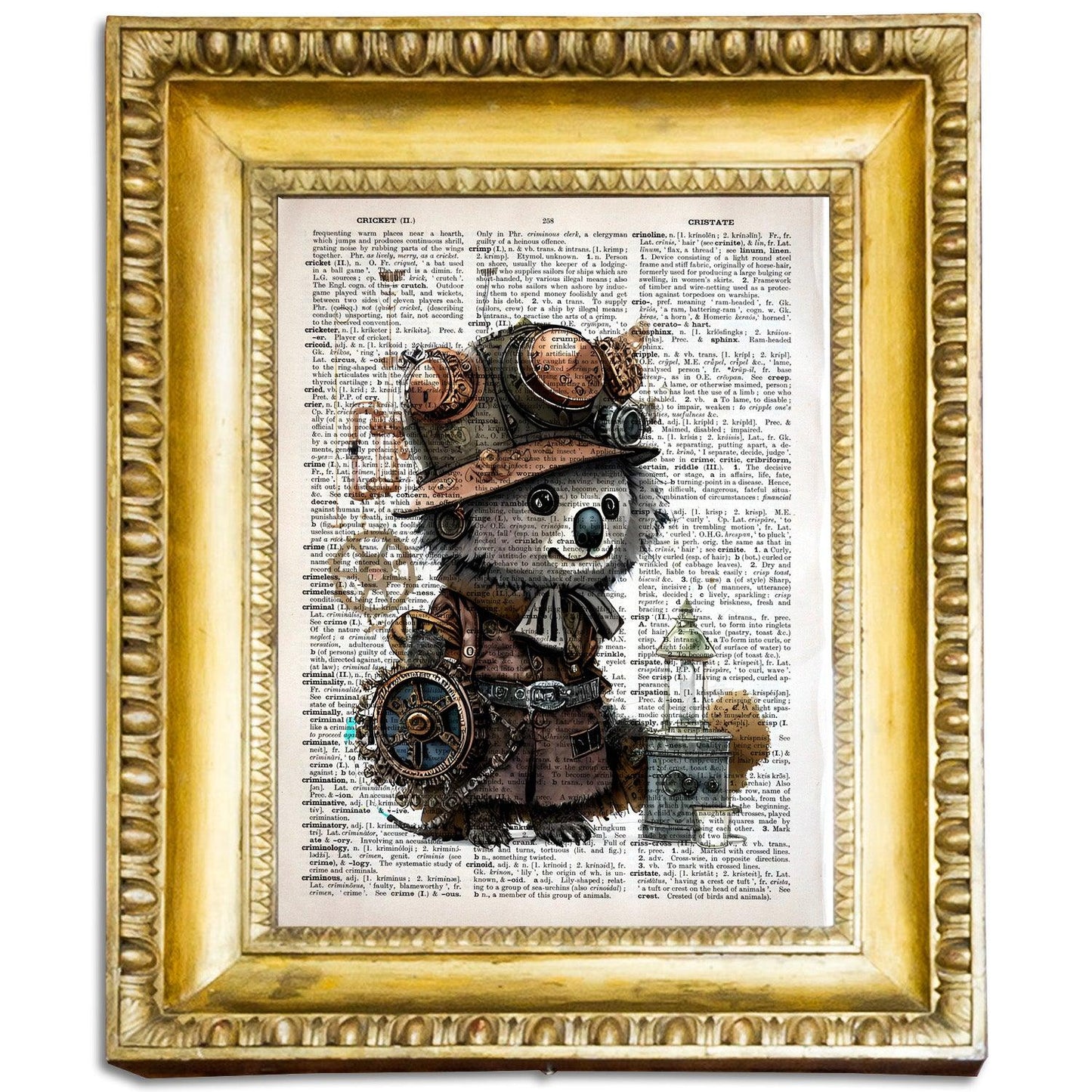 Koala Bear Traveler - Steampunk Dictionary Art Print, Fine Art Print, Funny Animal, Perfect Gift - ArtCursor