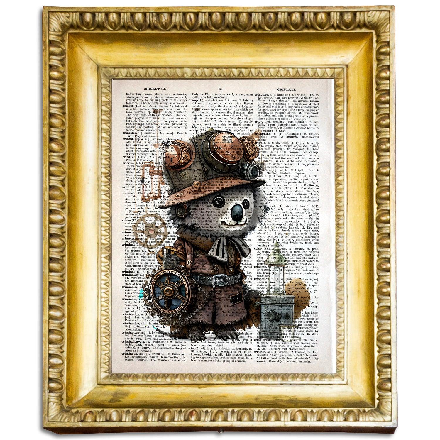 Koala Bear Traveler - Steampunk Dictionary Art Print, Fine Art Print, Funny Animal, Perfect Gift - ArtCursor