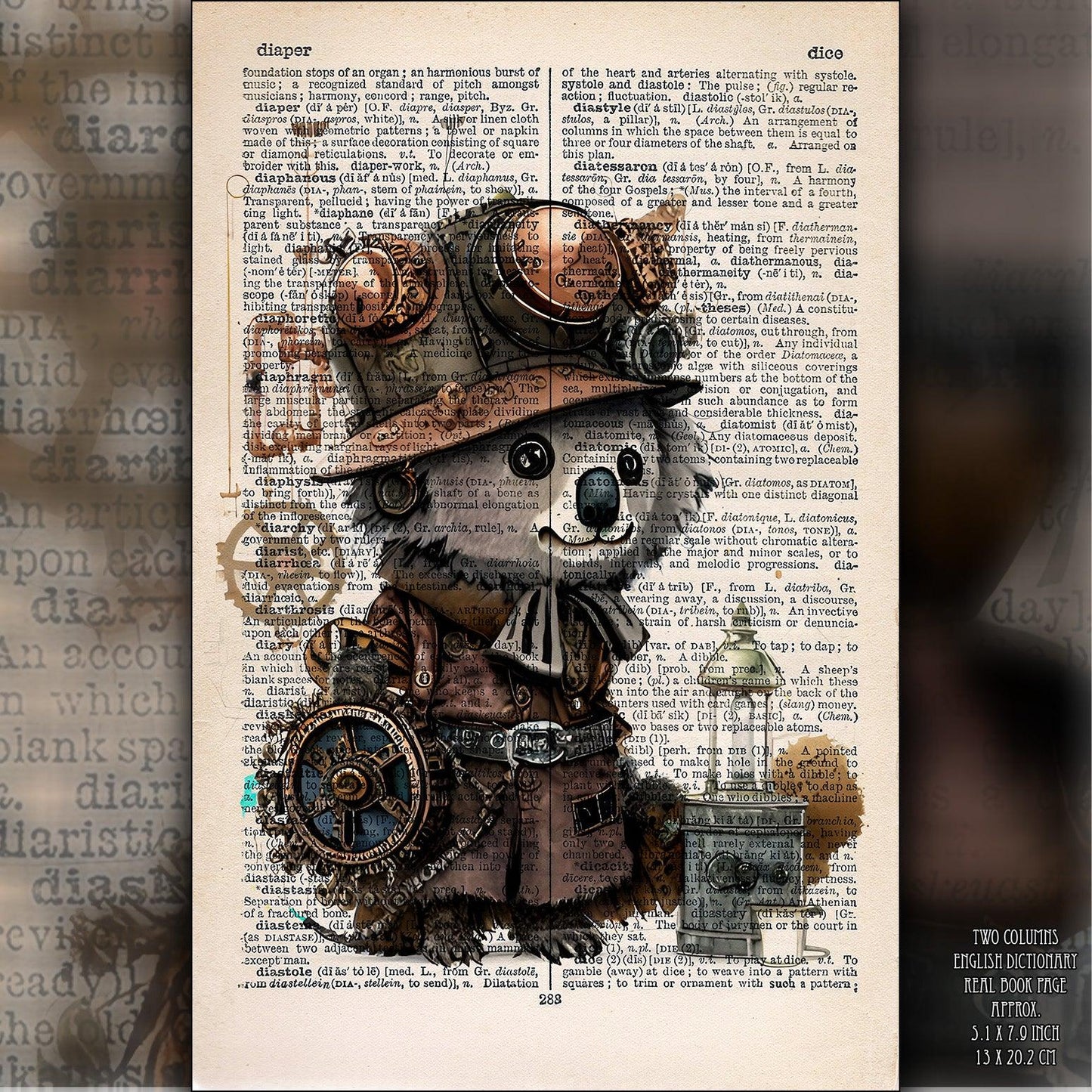 Koala Bear Traveler - Steampunk Dictionary Art Print, Fine Art Print, Funny Animal, Perfect Gift - ArtCursor