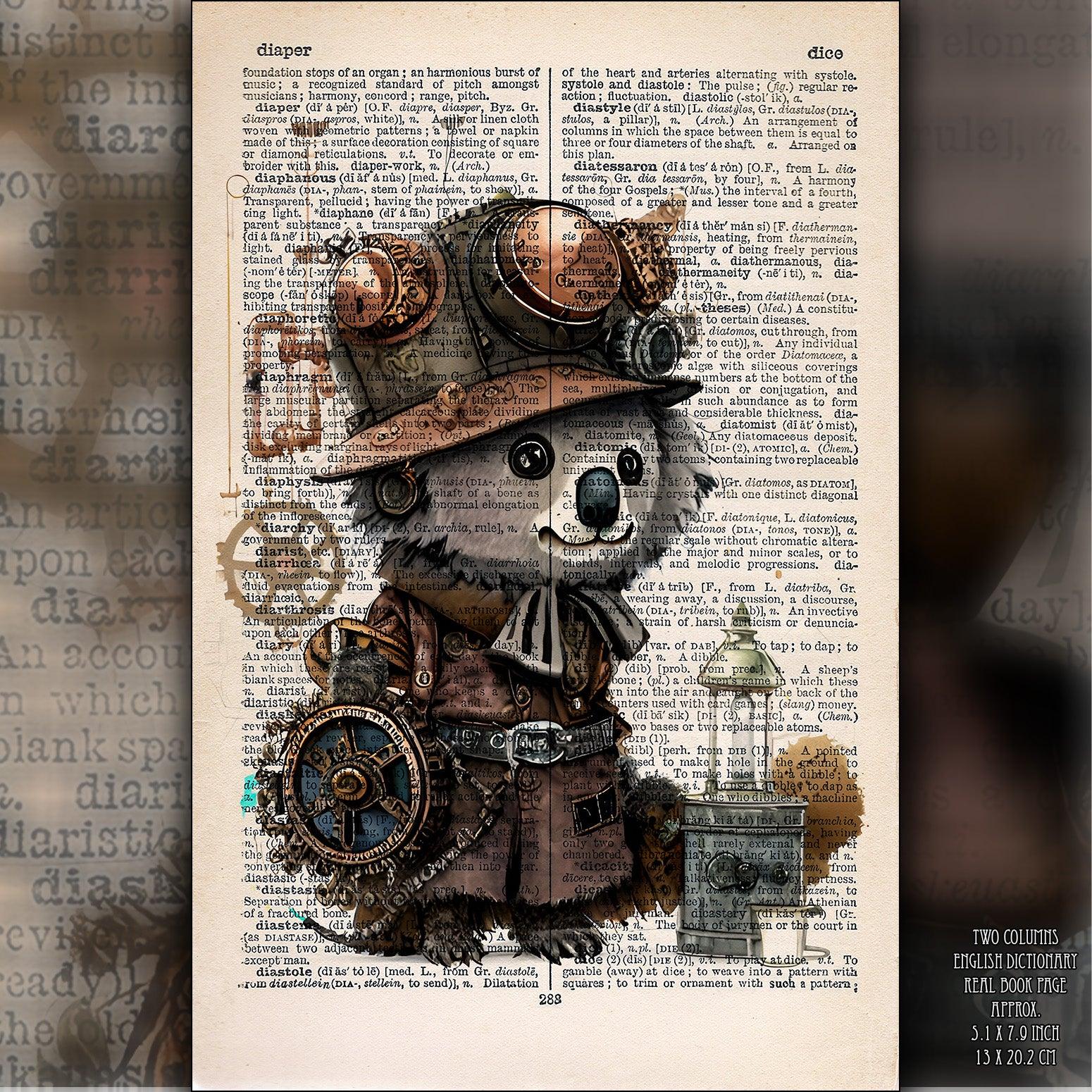 Koala Bear Traveler - Steampunk Dictionary Art Print, Fine Art Print, Funny Animal, Perfect Gift - ArtCursor