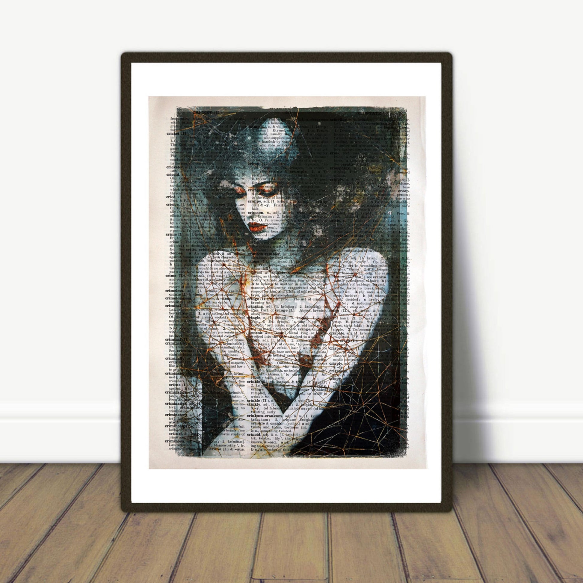 Vintage dictionary page transformed into art: Entwined Melancholy Dreams print.