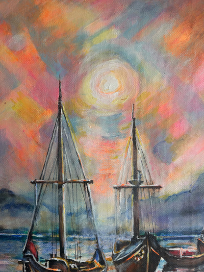 Abstract sea view with bright reflections and calm atmosphere