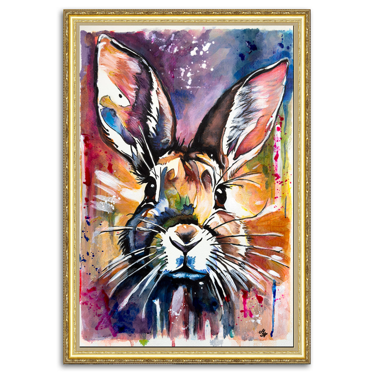 Framed Abstract Rabbit Picture Abstract Rabbit – ArtCursor