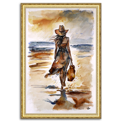 Walking on the Beach: Woman in Twilight