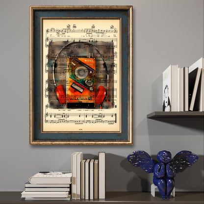 "Vintage Walkman Decor: Retro Music Art Series"