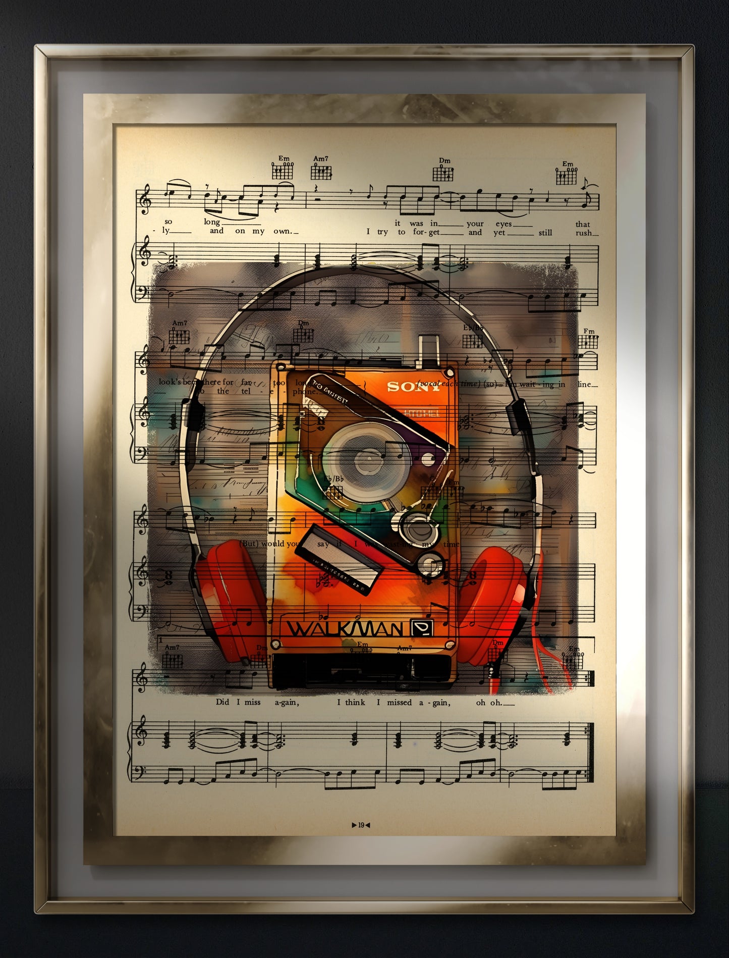 "Walkman Retro Aesthetics: Art Print on Upcycled Paper"