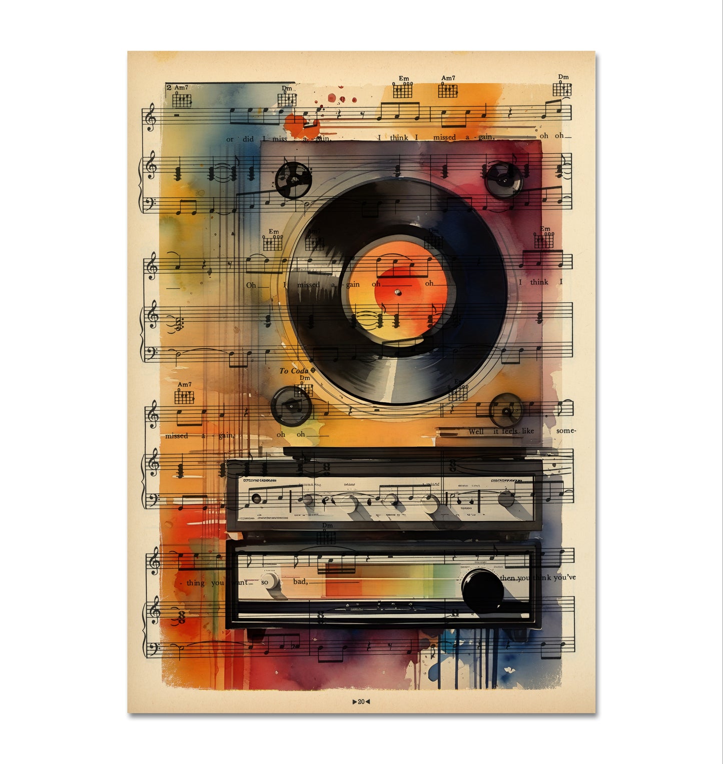 "Artistic Homage to Cassette Tapes and Synthesizers"