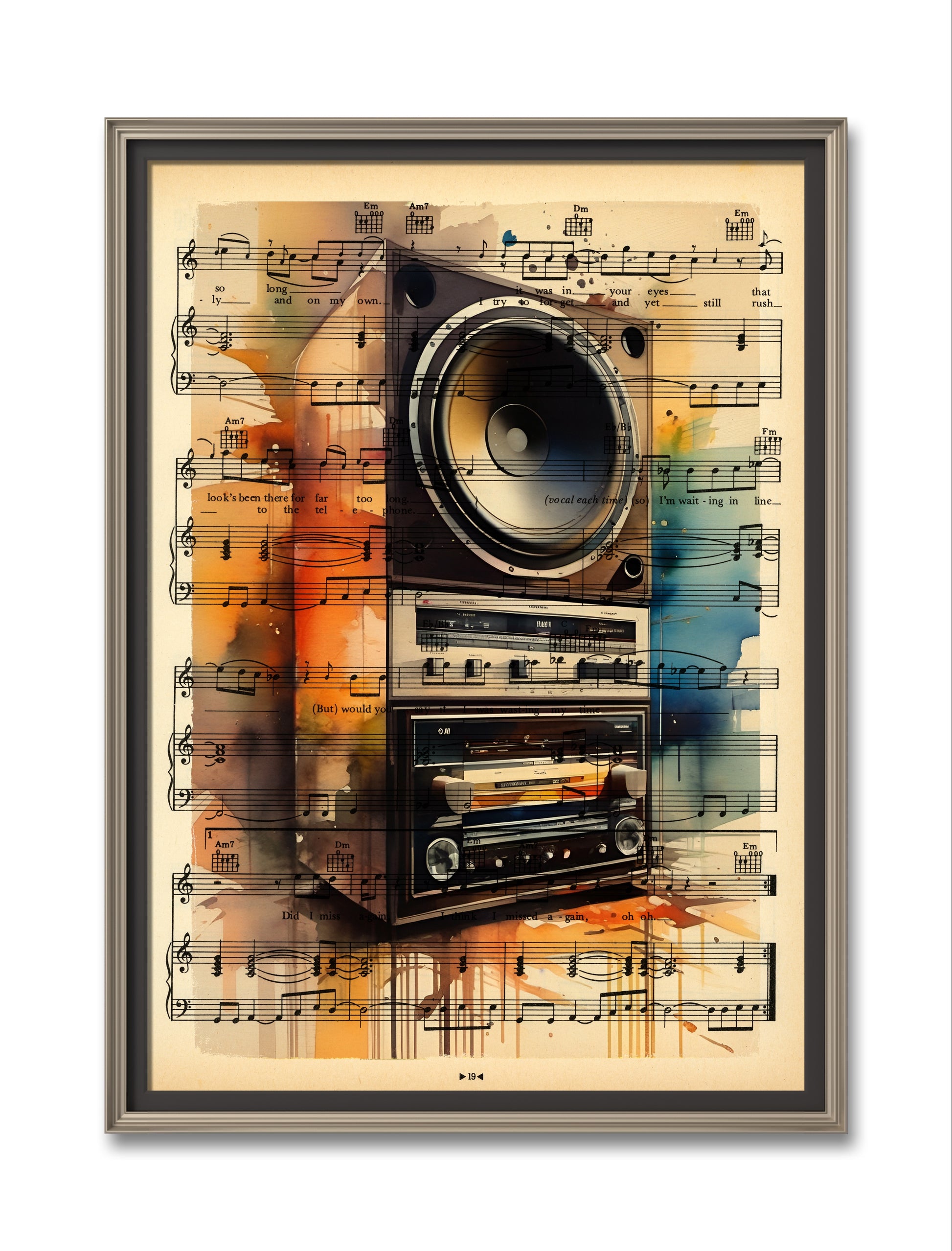 "Iconic Hits of the Eighties: Art Print on Upcycled Page"