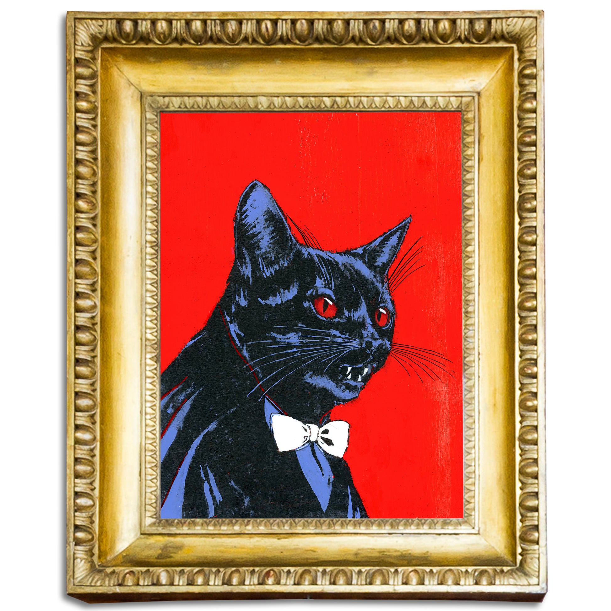 Rockula Gothic Vampire Cat Art Print Spooky Halloween Wall Decor