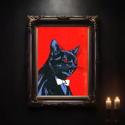 Rockula – Dark Humor Gothic Cat Artwork | Spooky Decor for Horror Fans