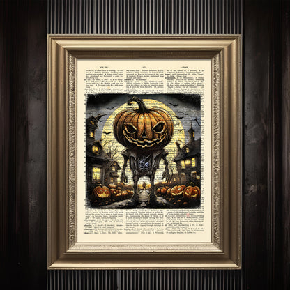 Vintage-inspired funny Halloween artwork on an eco-friendly dictionary page.