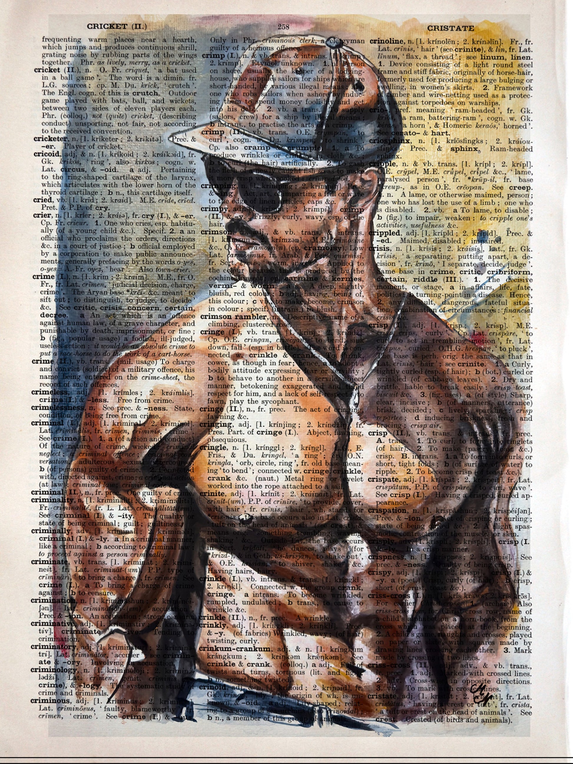 Digital art "Muscled Body" by Misty Lady, depicting a powerful muscled body on a vintage dictionary page.