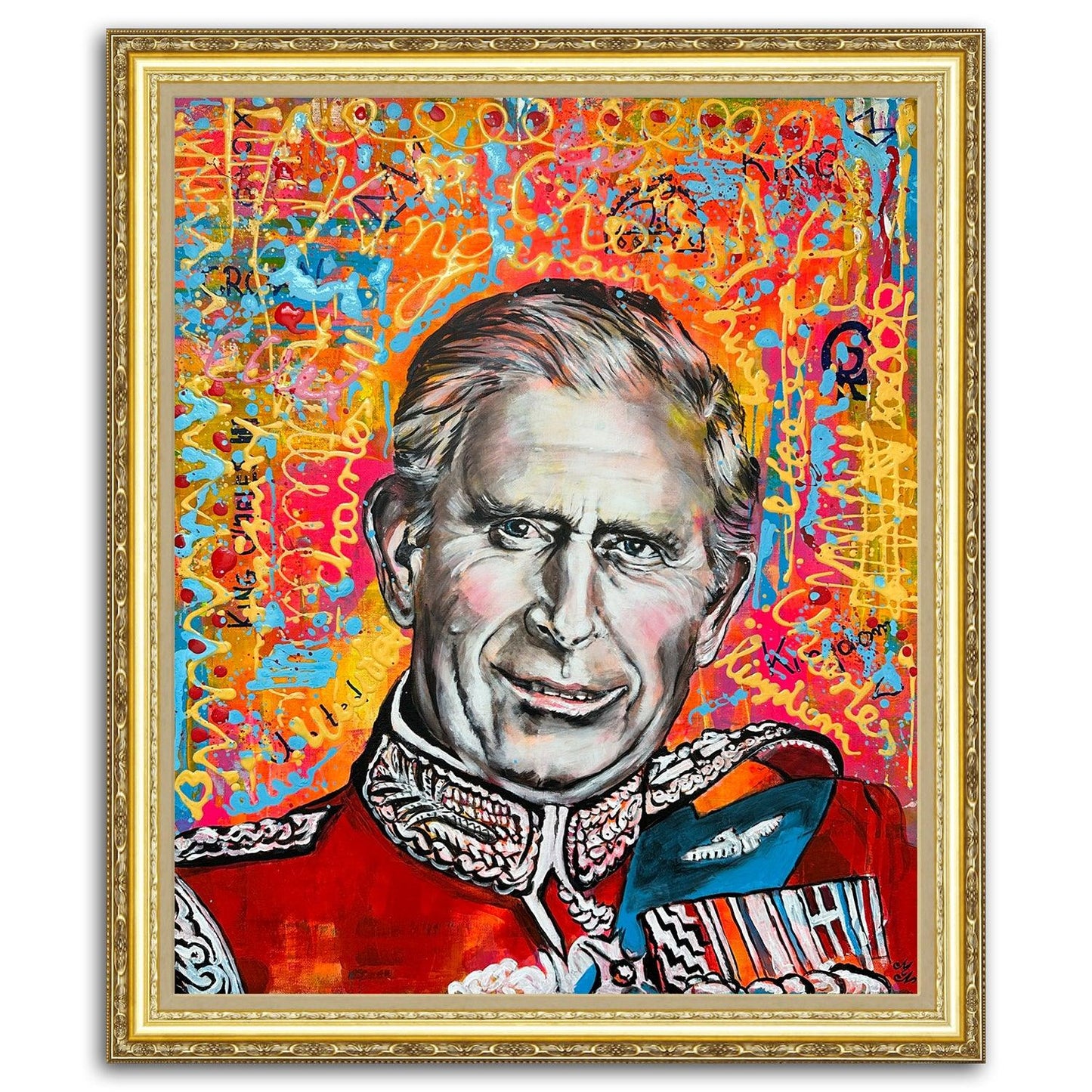 King Charles III - Pop Art Original Modern Portrait Painting Art on Canvas - ArtCursor
