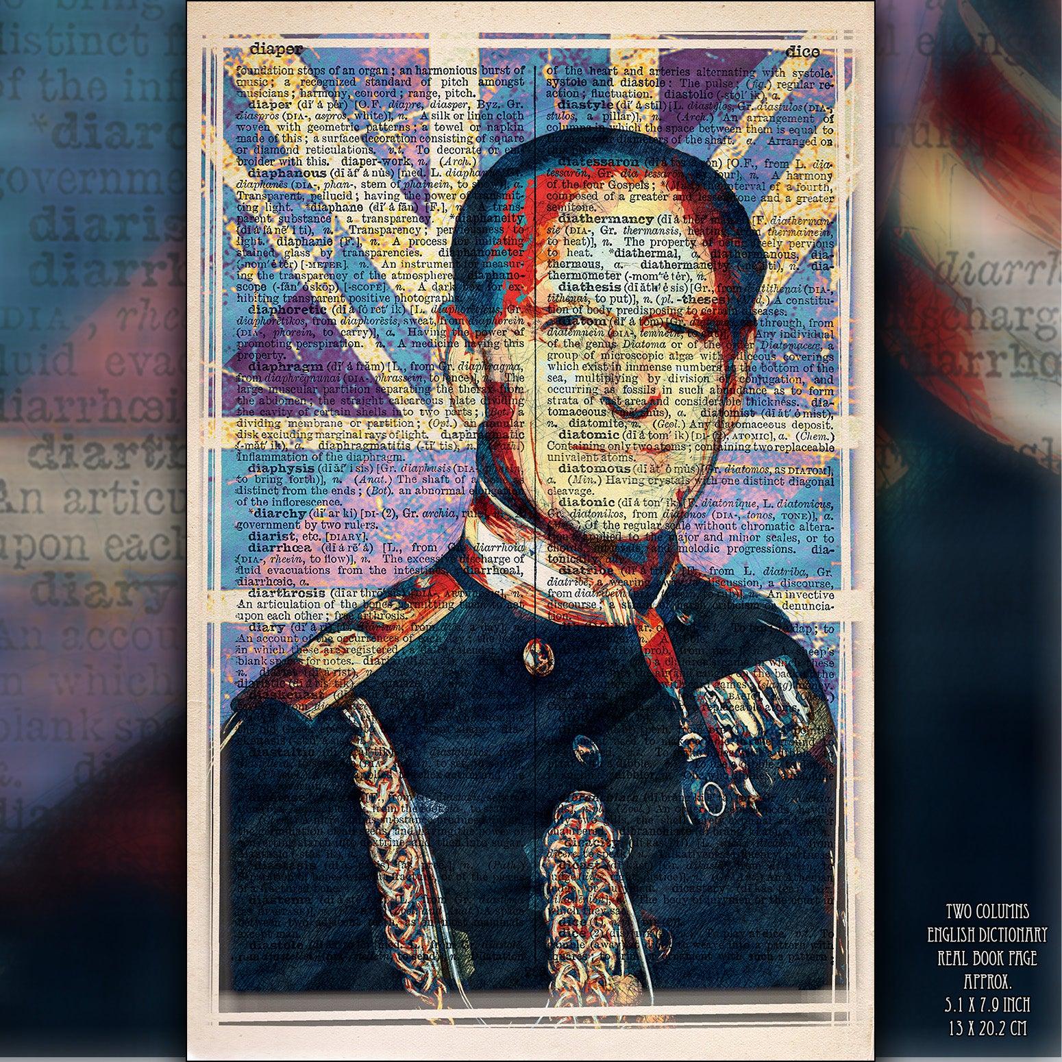 Prince Philip Duke of Edinburgh Art Poster on Vintage Dictionary Page - ArtCursor