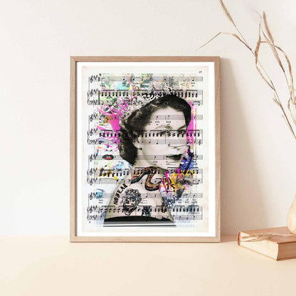 Queen Elizabeth II Snake Tattoo Art Poster on Vintage Dictionary Page - ArtCursor