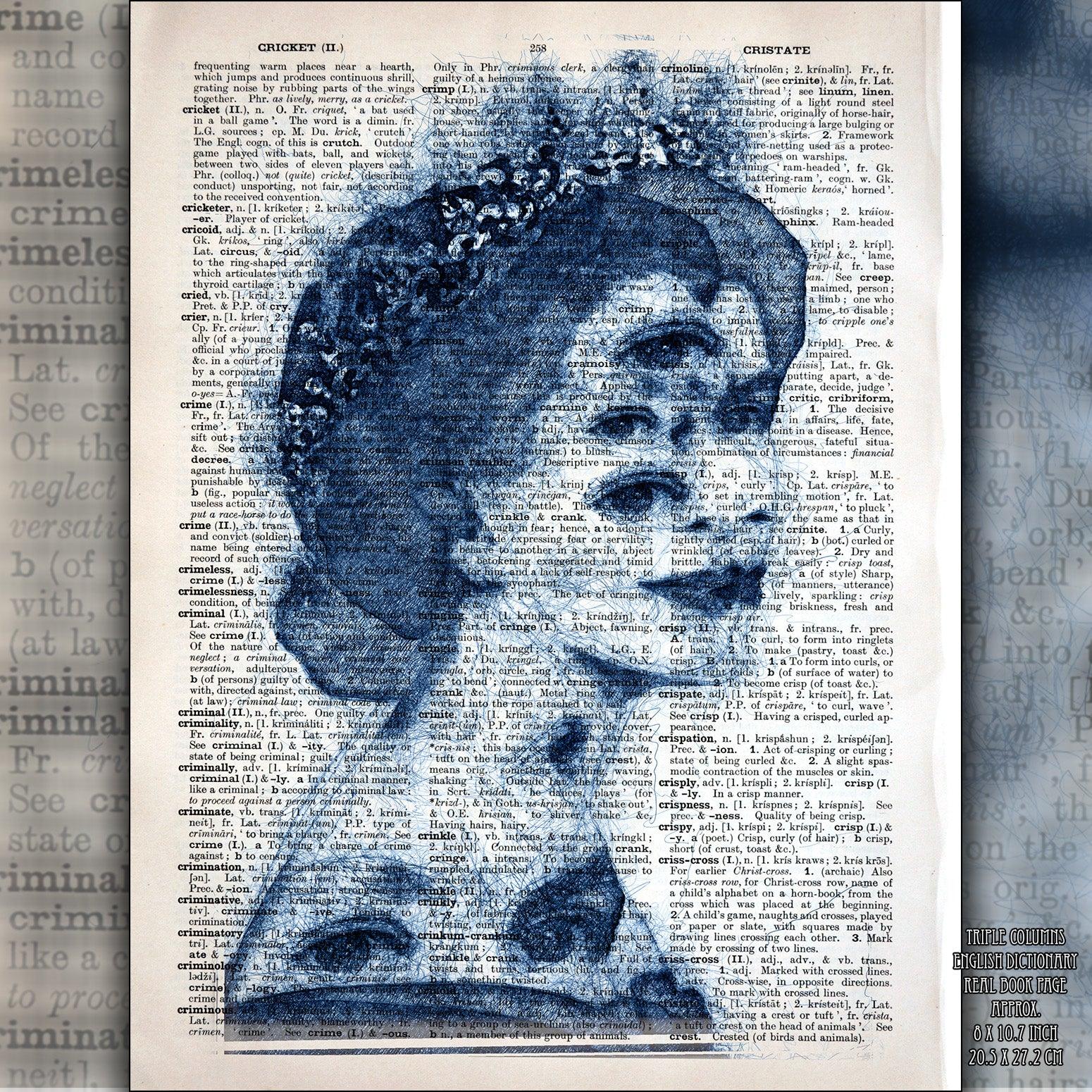 Queen Elizabeth II The Eyes Of Queen Art on Vintage Dictionary Page - ArtCursor